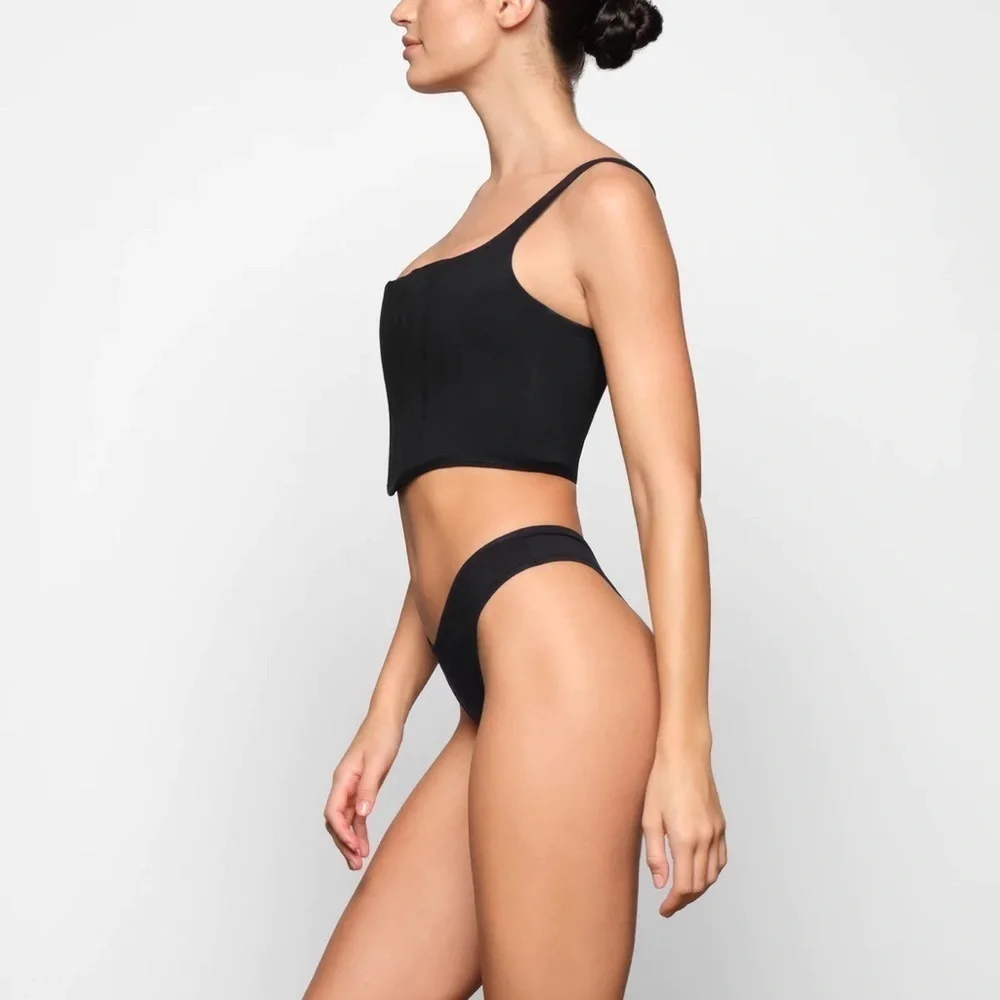 SKIMS | Cotton Corset Bustier Top In Soot NEW Size S - Picture 3 of 11